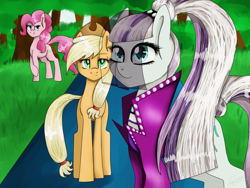 Size: 1600x1200 | Tagged: safe, artist:lanastein, applejack, coloratura, pinkie pie, earth pony, pony, countess coloratura