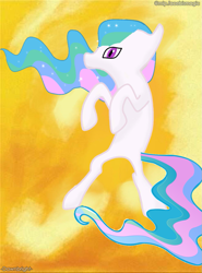 Size: 833x1125 | Tagged: safe, artist:mlpfbismagic, princess celestia, alicorn, pony, abstract background, artist unknown (spongebob episode), belongs in the trash, bold and brash, female, mare, solo, spongebob squarepants