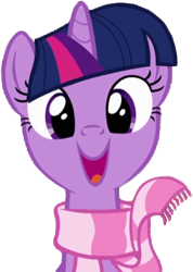 Size: 246x345 | Tagged: safe, derpibooru import, edit, edited screencap, screencap, twilight sparkle, unicorn twilight, pony, unicorn, winter wrap up, background removed, clothes, cute, female, happy, looking at you, mare, open mouth, scarf, simple background, smiling, solo, transparent background, twiabetes