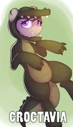 Size: 300x518 | Tagged: safe, artist:drbdnv, octavia melody, crocodile, earth pony, pony, animal costume, clothes, female, looking at you, mare, smiling, solo