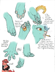 Size: 846x1099 | Tagged: safe, artist:jayrockin, lyra heartstrings, pinkie pie, earth pony, pegasus, pony, unicorn, :<, :c, cheek fluff, clothes, cracking knuckles, ear fluff, female, finger hooves, fluffy, frown, genetics, hoof fluff, hoof hold, leg fluff, mare, mouth hold, neck fluff, necktie, nose wrinkle, pencil, quill, reference sheet, stretching, suit, sunglasses, tiny sapient ungulates, underhoof, whiskers