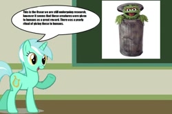 Size: 886x588 | Tagged: safe, lyra heartstrings, academy awards, chalkboard, human studies101 with lyra, meme, oscar (character), oscar the grouch, sesame street