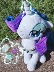 Size: 2449x3265 | Tagged: safe, rarity, pony, unicorn, doll, female, glowing horn, horn, magic, mare, plushie, solo, stuffie, telekinesis, toy