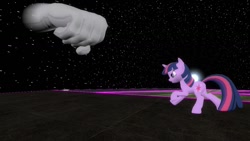 Size: 1280x720 | Tagged: safe, artist:kwark85, derpibooru import, twilight sparkle, 3d, 3d model, charging, crossover, fight, final boss, final destination, fist, hand, master hand, super smash bros.