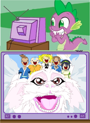 Size: 860x1166 | Tagged: safe, artist:terry, spike, oc, oc:terry, dragon, avatar the last airbender, exploitable meme, falkor, meme, obligatory pony, terry you magnificent bastard, the neverending story, tv meme