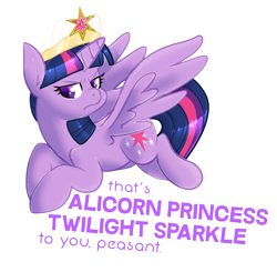 Size: 2480x2431 | Tagged: safe, artist:voraire, derpibooru import, twilight sparkle, twilight sparkle (alicorn), alicorn, pony, female, mare, smug, smuglight sparkle, solo, twibitch sparkle