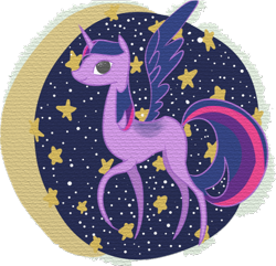 Size: 710x685 | Tagged: safe, artist:asjalenkin, derpibooru import, twilight sparkle, twilight sparkle (alicorn), alicorn, pony, female, mare, solo, stars