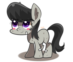 Size: 700x600 | Tagged: safe, artist:sion-ara, octavia melody, earth pony, pony, bandaid, bandaids, blushing, injured, smiling, solo