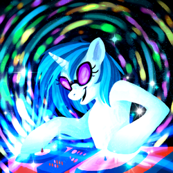 Size: 3600x3600 | Tagged: safe, artist:bluebirdrae288, artist:elkerae, dj pon-3, vinyl scratch, pony, unicorn, solo