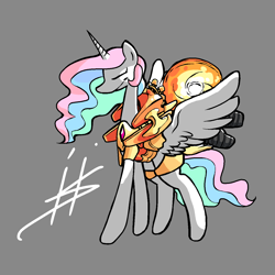 Size: 1280x1280 | Tagged: safe, artist:pencilbrony, princess celestia, alicorn, pony, armor, engine, rocket, solo