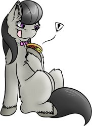 Size: 515x707 | Tagged: safe, artist:crosspone, octavia melody, earth pony, pony, black mane, female, gray coat, mare, sandwich, solo