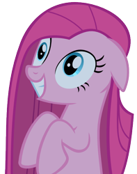 Size: 512x650 | Tagged: safe, artist:the smiling pony, pinkie pie, earth pony, pony, party of one, .svg available, bust, contemplating insanity, cute, cuteamena, derpibooru badge, female, grin, happy, mare, pinkamena diane pie, portrait, simple background, smiling, solo, svg, transparent background, vector