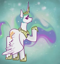 Size: 1515x1616 | Tagged: safe, artist:incapacitatedvixen, princess celestia, alicorn, pony, crown, hoof shoes, jewelry, princess celestia's special princess making dimension, princess of the sun, regalia, royalty, smiling, solo, sparkles