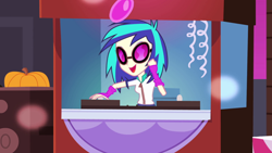 Size: 640x360 | Tagged: safe, dj pon-3, vinyl scratch, equestria girls, dancing, fall formal, record, solo, this is our big night