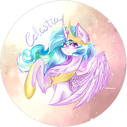 Size: 729x729 | Tagged: safe, artist:dankpegasista, princess celestia, alicorn, pony, button, collar, crown, jewelry, necklace, regalia, shading, solo