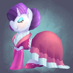 Size: 1280x1280 | Tagged: safe, artist:talim_stuff, rarity, pony, unicorn, clothes, dress, lineless