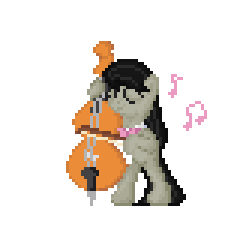 Size: 250x250 | Tagged: safe, artist:thelunarmage, octavia melody, earth pony, pony, animated, bow (instrument), cello, cello bow, music, music notes, musical instrument, pixel art, simple background, solo, transparent background