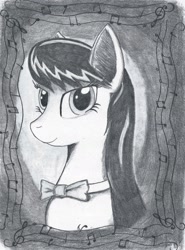 Size: 1582x2133 | Tagged: safe, artist:corvostawr, octavia melody, earth pony, pony, bust, monochrome, portrait, solo, traditional art