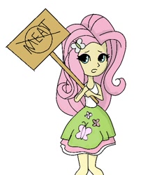 Size: 427x522 | Tagged: artist needed, safe, fluttershy, equestria girls, protest, sign, solo