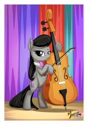 Size: 955x1351 | Tagged: safe, artist:mysticalpha, octavia melody, earth pony, pony, bipedal, cello, looking at you, musical instrument, solo