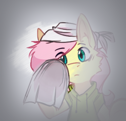 Size: 943x901 | Tagged: safe, artist:suplolnope, fluttershy, pegasus, pony, cleaning, clothes, cute, hoodie, solo