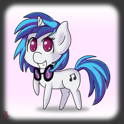 Size: 1000x1000 | Tagged: safe, dj pon-3, vinyl scratch, pony, unicorn, female, horn, mare, solo, two toned mane, white coat