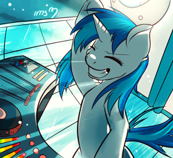 Size: 1184x1080 | Tagged: safe, artist:imspainter, dj pon-3, vinyl scratch, pony, bipedal, missing accessory, solo, turntable