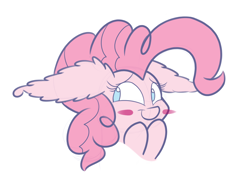 Size: 1280x960 | Tagged: safe, artist:heir-of-rick, pinkie pie, earth pony, pony, blush sticker, blushing, bust, colored sketch, cute, diapinkes, impossibly large ears, portrait, simple background, solo, white background