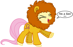 Size: 6041x3935 | Tagged: safe, artist:lahirien, artist:zutheskunk edits, edit, fluttershy, big cat, lion, pegasus, pony, .ai available, absurd resolution, animal costume, clothes, costume, cute, leo, shyabetes, simple background, transparent background, vector, vector edit, zodiac