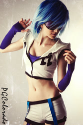 Size: 467x700 | Tagged: safe, artist:pyrotempertantrum, dj pon-3, vinyl scratch, human, cosplay, irl, irl human, photo, solo