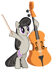 Size: 3744x4973 | Tagged: safe, artist:cultleaderfluttershy, octavia melody, earth pony, pony, bow (instrument), cello, cello bow, musical instrument, simple background, solo, transparent background, vector, waving