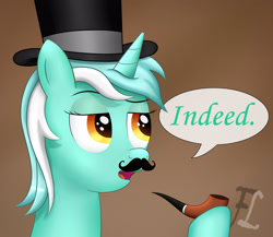 Size: 2100x1820 | Tagged: safe, artist:flufflelord, lyra heartstrings, face, fancy, hat, moustache, pipe, sir, solo, top hat