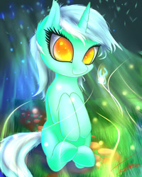 Size: 1889x2362 | Tagged: safe, artist:elzzombie, lyra heartstrings, pony, unicorn, female, horn, mare, no pupils, solo