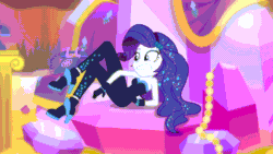 Size: 1920x1080 | Tagged: safe, screencap, rarity, better together, do it for the ponygram!, equestria girls, the other side, animated, bare shoulders, blooper, bodysuit, breasts, cleavage, clothes, cute, female, gif, hasbro-sponsored official cleavage, high heels, outtakes, rarara, raribetes, rotary phone, shoes, sleeveless, strapless, tangled up, telephone cord, the other side bloopers