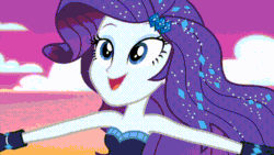 Size: 800x450 | Tagged: safe, screencap, rarity, better together, do it for the ponygram!, equestria girls, the other side, animated, bare shoulders, blooper, gif, moment killer, outtakes, reality ensues, sleeveless, spit take, strapless, the other side bloopers, wet, wet hair, wet hairity