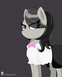 Size: 2000x2500 | Tagged: safe, artist:pustulioooooo, octavia melody, earth pony, pony, black mane, clothes, female, gray coat, mare, solo