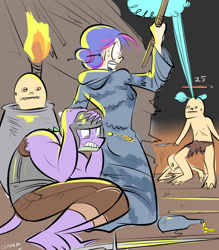 Size: 1280x1463 | Tagged: safe, artist:garam, derpibooru import, spike, twilight sparkle, human, 30 minute art challenge, blight town, dark souls, humanized, older, older spike, wrong neighborhood