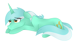 Size: 943x543 | Tagged: safe, artist:greymirror, lyra heartstrings, pony, unicorn, prone, sad, simple background, solo, transparent background