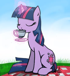 Size: 1300x1414 | Tagged: safe, artist:digiral, derpibooru import, twilight sparkle, solo, tea, teacup