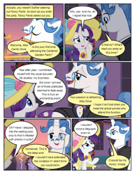 Size: 612x792 | Tagged: safe, artist:newbiespud, edit, edited screencap, screencap, fancypants, rarity, pony, unicorn, comic:friendship is dragons, bowtie, clothes, comic, dialogue, dress, eyes closed, female, hat, male, mare, monocle, raised hoof, screencap comic, stallion, suit, sun hat