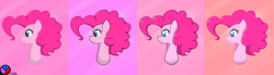 Size: 1600x443 | Tagged: safe, artist:genericmlp, pinkie pie, earth pony, pony, bust, colored pupils, portrait, solo