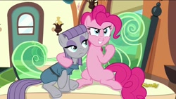 Size: 1920x1080 | Tagged: safe, screencap, maud pie, pinkie pie, pony, rock solid friendship, discovery family logo