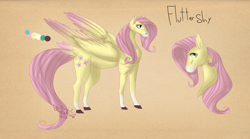 Size: 5400x3000 | Tagged: safe, artist:lu-le-ma, fluttershy, pegasus, pony, absurd resolution, colored wings, colored wingtips, high res, hoers, reference sheet, solo, tail feathers