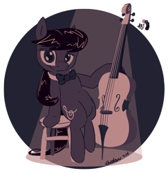 Size: 1100x1134 | Tagged: safe, artist:thraten, octavia melody, earth pony, pony, black mane, female, gray coat, limited palette, mare, solo