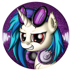 Size: 1000x1000 | Tagged: safe, artist:neko-me, dj pon-3, vinyl scratch, pony, unicorn, headphones, piercing, solo