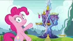 Size: 1920x1080 | Tagged: safe, screencap, pinkie pie, pony, rock solid friendship, discovery family logo, solo, twilight's castle