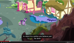 Size: 1279x751 | Tagged: safe, derpibooru import, screencap, spike, twilight sparkle, twilight sparkle (alicorn), alicorn, dragon, pony, castle sweet castle, season 5, female, mare, meme, youtube caption