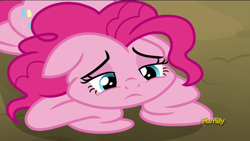 Size: 1920x1080 | Tagged: safe, screencap, pinkie pie, pony, rock solid friendship, deflated, deflation, discovery family logo, sad, solo