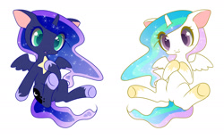 Size: 2304x1440 | Tagged: safe, artist:pupil, princess celestia, princess luna, alicorn, pony, duo, duo female, female, mare, royal sisters, siblings, sisters