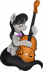 Size: 2000x3290 | Tagged: safe, artist:dcencia, octavia melody, earth pony, pony, eyes closed, female, mare, musical instrument, simple background, sitting, solo, white background